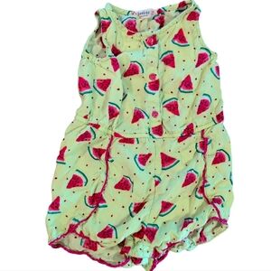 BEEBAY Green And Pink Watermelon Print Summer Romper